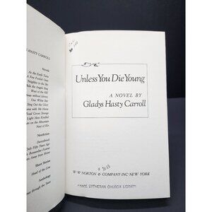 Unless You Die Young by Carroll, Gladys Hasty Hardcover Mustard Yellow Cover